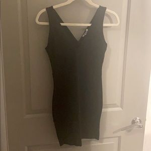 Deep V Black Mini Dress